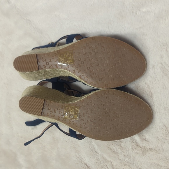 Navy Espadrille Wedge Sandals - Picture 6 of 6